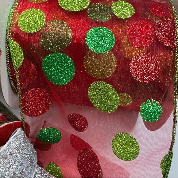 Lot of  7 Christmas New & Used Ribbon Wired & Non Wired, Various Widths & Types - Picture 5 of 13